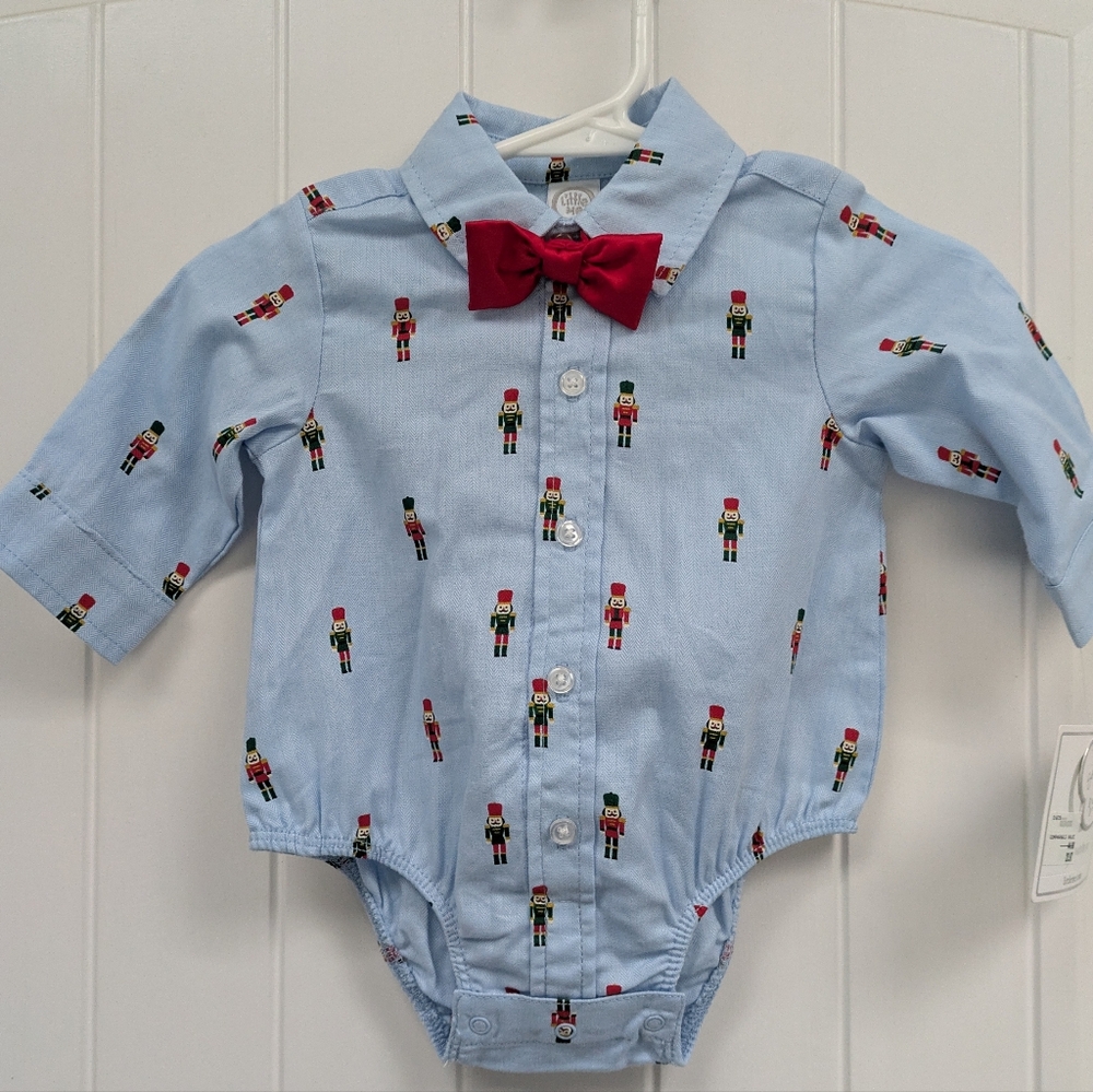 Little Me Nutcracker Bodysuit with Red Bow Tie